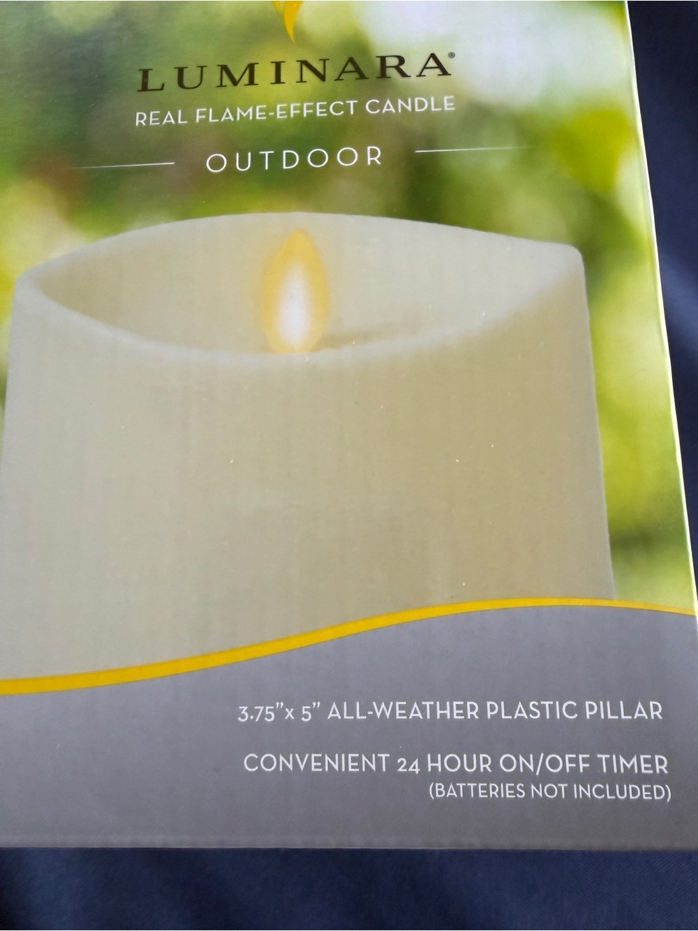 Luminara Outdoor All Weather Pearl Ivory Pillar Candle 3.75"x5" Flameless Timer